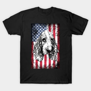 Patriotic Basset Hound American Flag T-Shirt